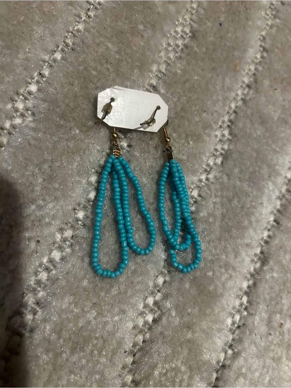 Turquoise Beaded Loop Drop Earrings